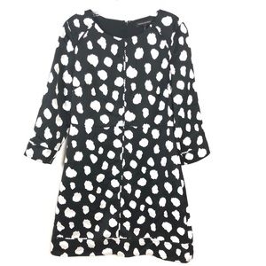 Banana Republic White and Black Spotted Dress